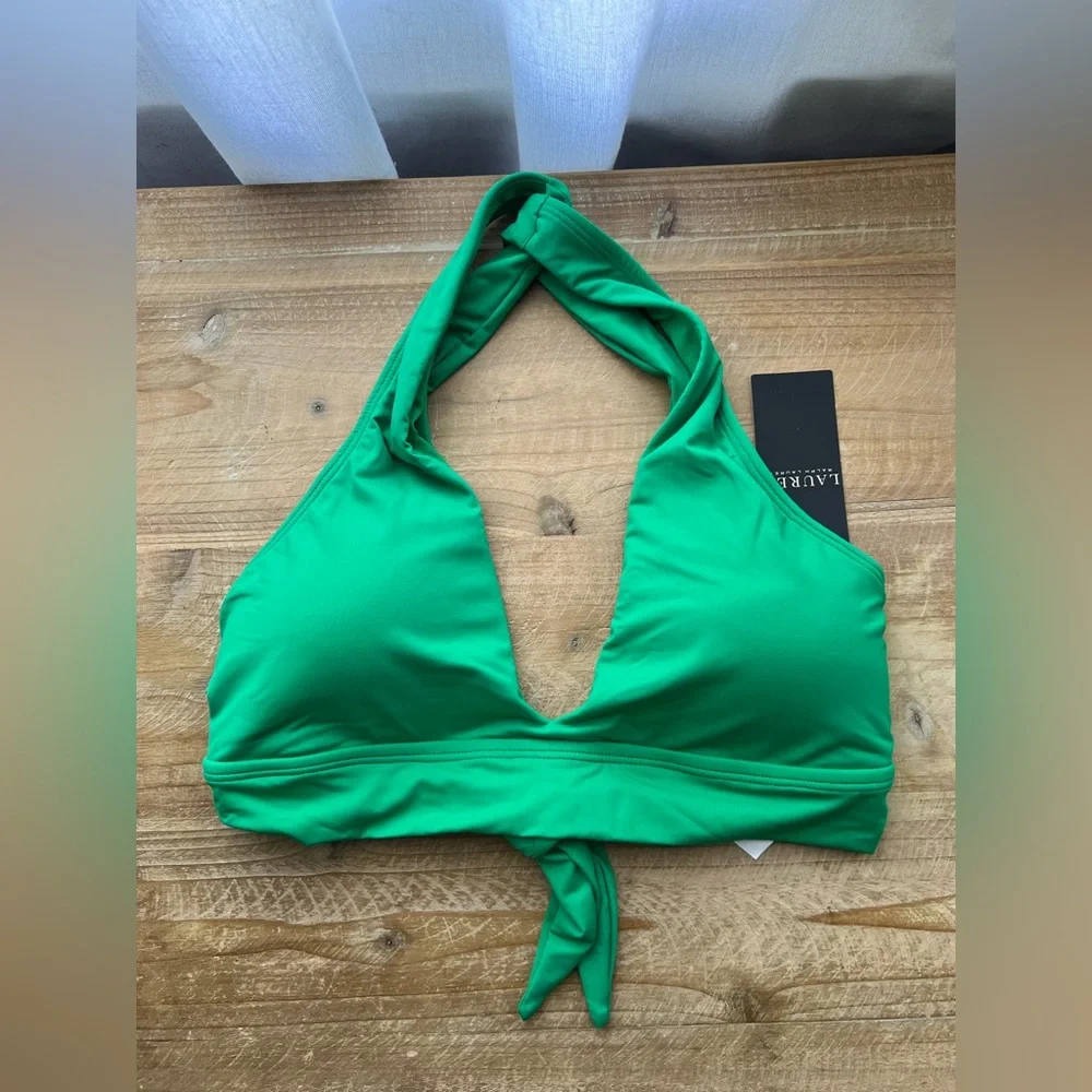 Lauren Ralph Lauren Twist Back Bikini Top in Green Size 8 New